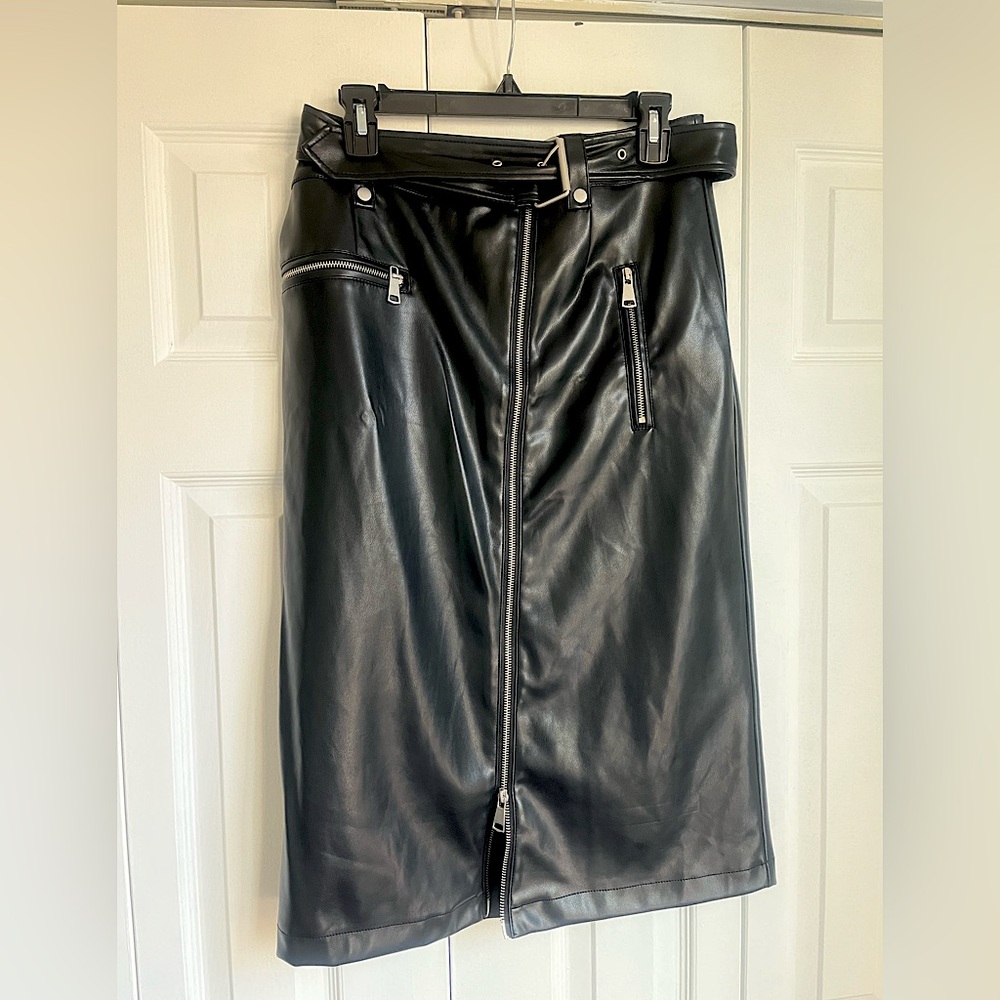 Avec Les Filles Faux Leather Skirt